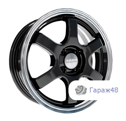 Skad Kioto R15 / 6J PCD 4x100 ET 38 ЦО 67.1 Литые Черный с полированным ободом