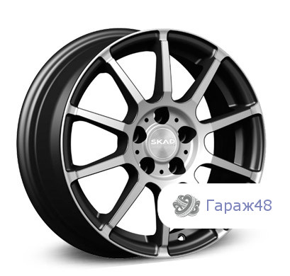 Skad Akita R15 / 6J PCD 5x100 ET 38 ЦО 57.1 Литые Черный с полированной лицевой поверхностью